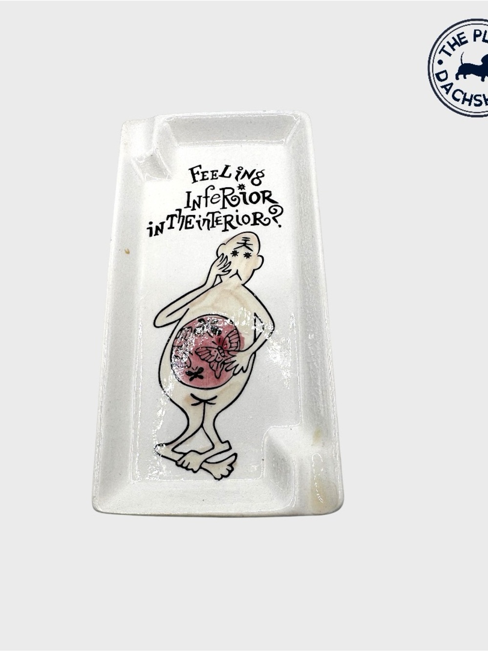 Vintage Napco White Ceramic Feeling Sad Trinket Dish/ Ashtray